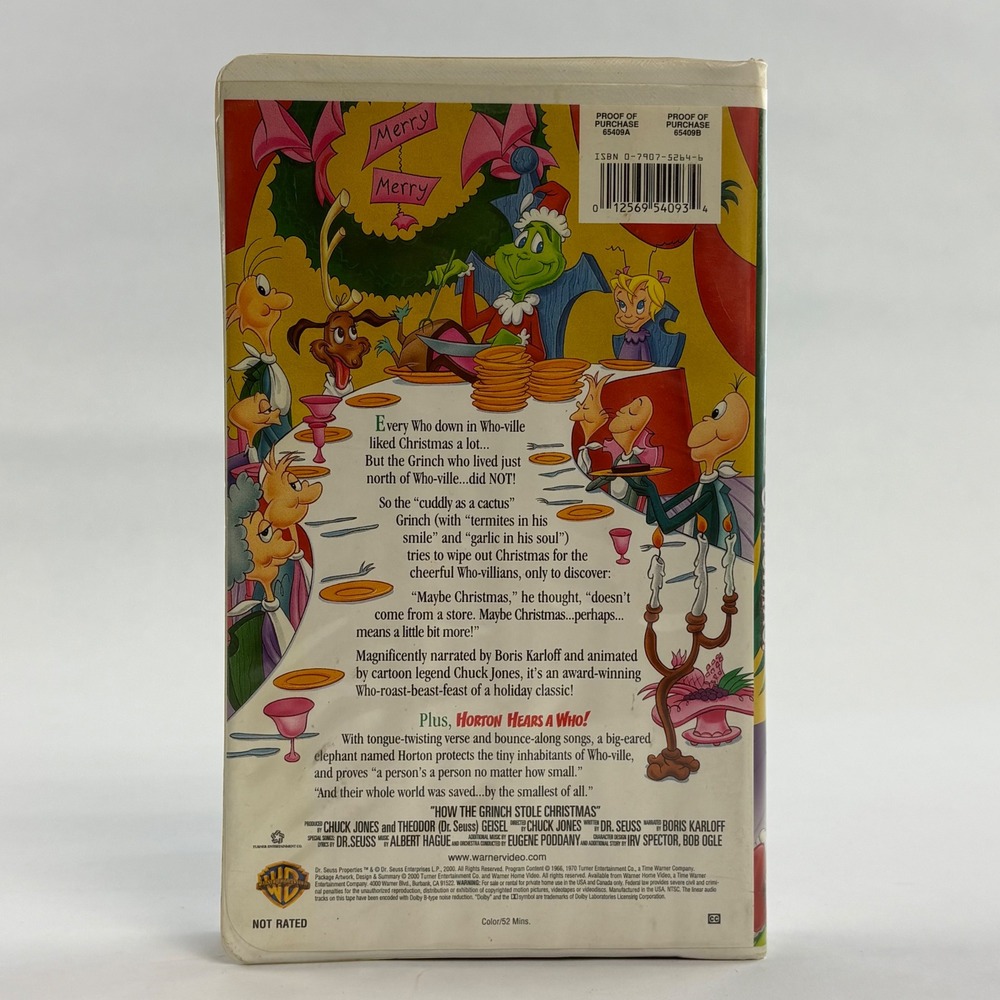Dr Seuss How the Grinch Stole Christmas VHS Horton Hears a Who 2000 Warner Bros - Picture 2 of 9